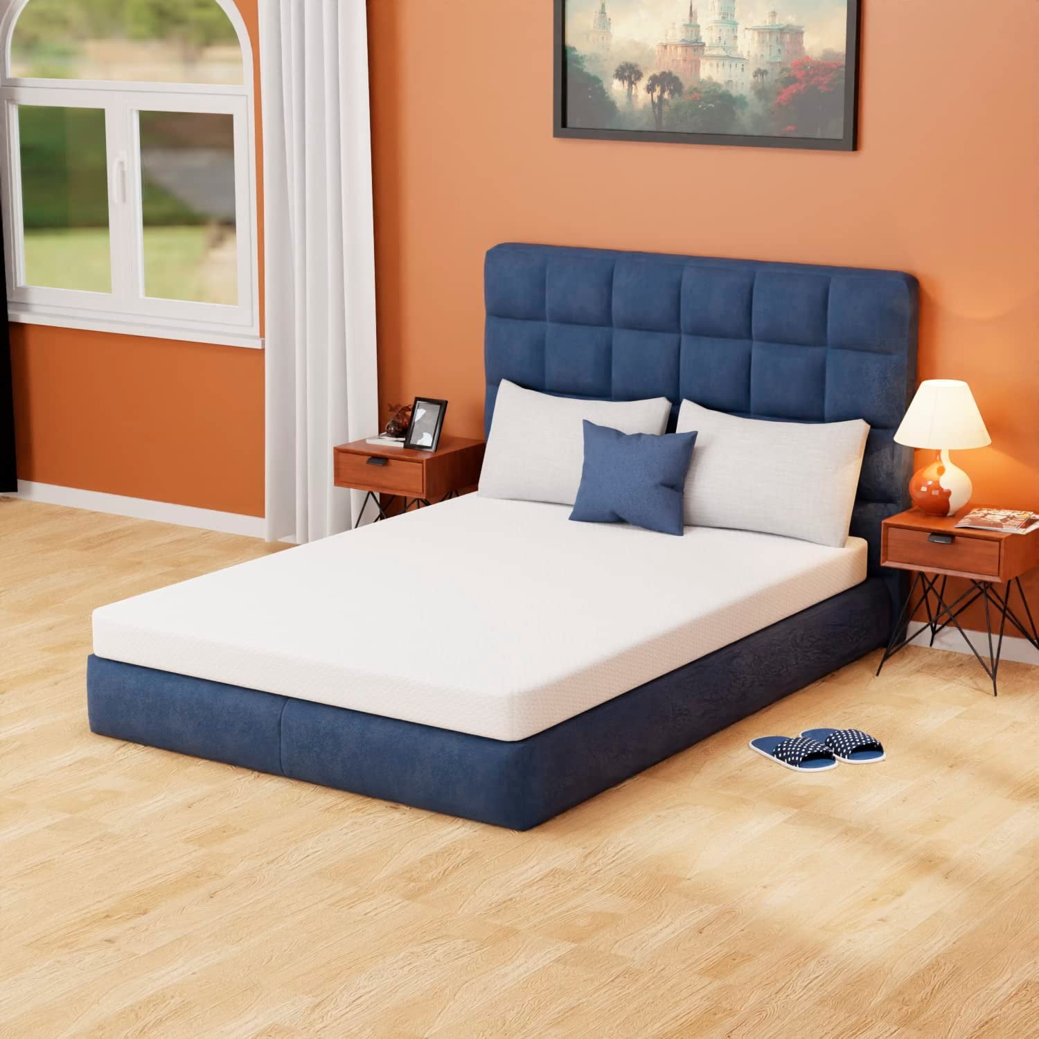 PayLessHere 5 Inch Green Tea Memory Foam Mattress,Medium Firm Mattresses Twin Size,White