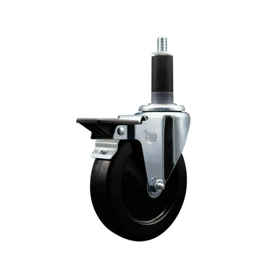 5 Inch Hard Rubber Swivel 1-1/8 Inch Expanding Stem Caster with Brake SCC