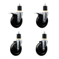 thumbnail image 1 of 5 Inch Hard Rubber Swivel 1-7/8 Inch Expand Stem Caster Set 2 Total Lock Brakes, 1 of 2