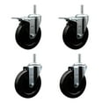 thumbnail image 1 of 5 Inch Hard Rubber Swivel 3/4 Inch Threaded Stem Caster Set 2 Total Lock Brakes, 1 of 2