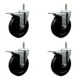 thumbnail image 1 of 5 Inch Hard Rubber Swivel 7/16 Inch Grip Ring Stem Caster Set Total Lock Brake, 1 of 2