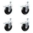 thumbnail image 1 of 5 Inch Hard Rubber Swivel ½ Inch Threaded Stem Caster Set with Total Lock Brake, 1 of 2