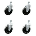 thumbnail image 1 of 5 Inch Hard Rubber Wheel Swivel 10mm Threaded Stem Caster Set Service Caster, 1 of 2