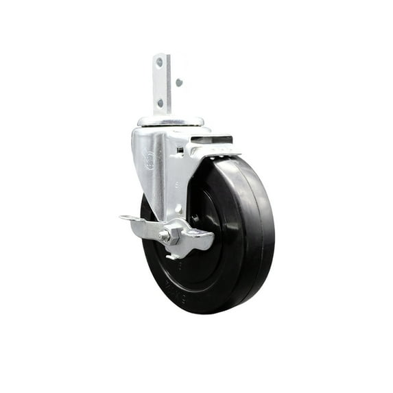 5 Inch Hard Rubber Wheel Swivel 3/4 Inch Square Stem Caster with Brake SCC