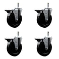 thumbnail image 1 of 5 Inch Hard Rubber Wheel Swivel 7/16 Inch Grip Ring Stem Caster Set with Brake, 1 of 2
