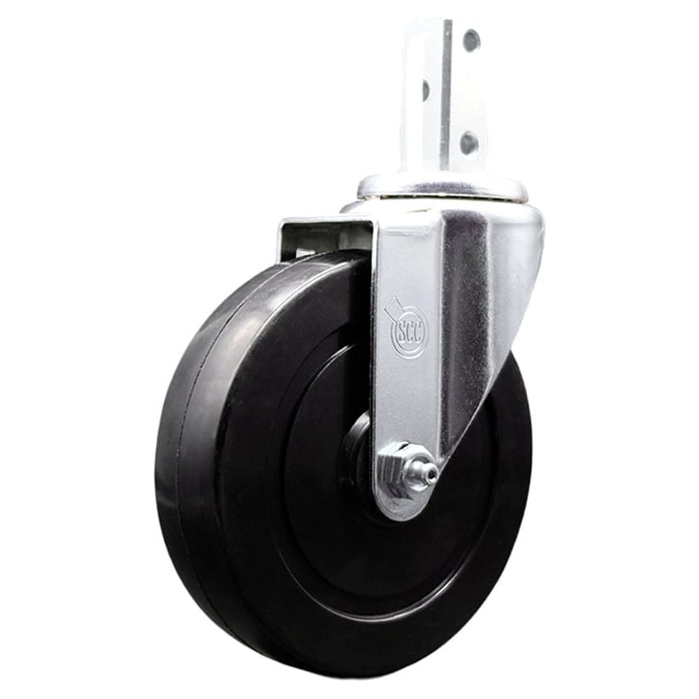 5 Inch Hard Rubber Wheel Swivel 7/8 Inch Square Stem Caster Service Caster