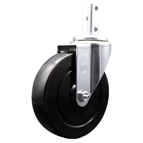5 Inch Hard Rubber Wheel Swivel 7/8 Inch Square Stem Caster Service Caster