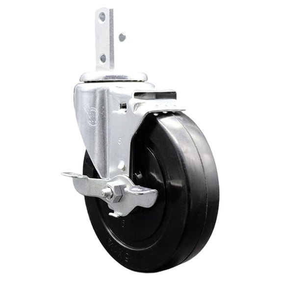5 Inch Hard Rubber Wheel Swivel 7/8 Inch Square Stem Caster with Brake SCC
