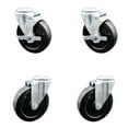 thumbnail image 1 of 5 Inch Hard Rubber Wheel Swivel Bolt Hole Caster Set with 2 Brake Service Caster, 1 of 2