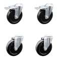 thumbnail image 1 of 5 Inch Hard Rubber Wheel Swivel Bolt Hole Caster Set with 2 Total Lock Brake SCC, 1 of 2