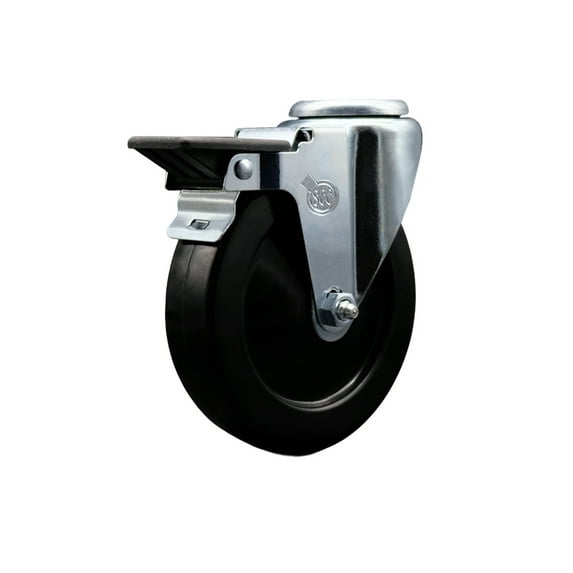 5 Inch Hard Rubber Wheel Swivel Bolt Hole Caster with Posi Lock Brake SCC