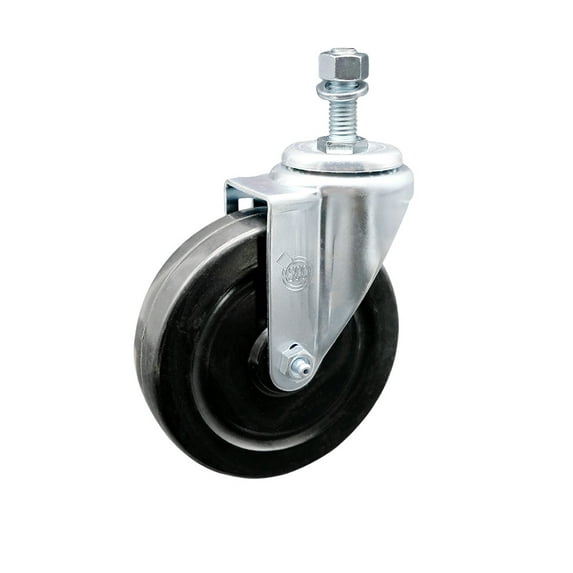 5 Inch Hard Rubber Wheel Swivel ½ Inch Threaded Stem Caster Service Caster