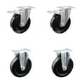 thumbnail image 1 of 5 Inch Hard Rubber Wheel Swivel Top Plate Caster Set 2 Lock Brakes 2 Rigid SCC, 1 of 2