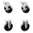 thumbnail image 1 of 5 Inch Hard Rubber Wheel Swivel Top Plate Caster Set with 2 Brakes 2 Rigid SCC, 1 of 2