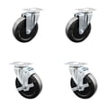 thumbnail image 1 of 5 Inch Hard Rubber Wheel Swivel Top Plate Caster Set with 2 Brakes SCC, 1 of 2