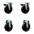 thumbnail image 1 of 5 Inch Hard Rubber Wheel Swivel Top Plate Caster Set with 2 Posi Brakes 2 Rigid, 1 of 2