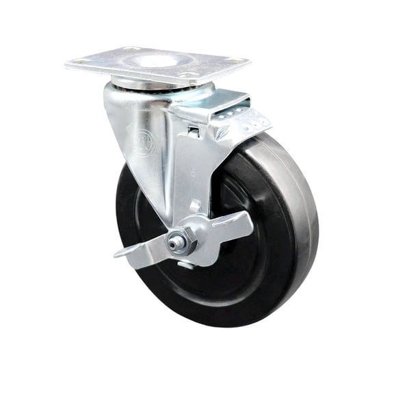 5 Inch Hard Rubber Wheel Swivel Top Plate Caster with Brake Service Caster Brand