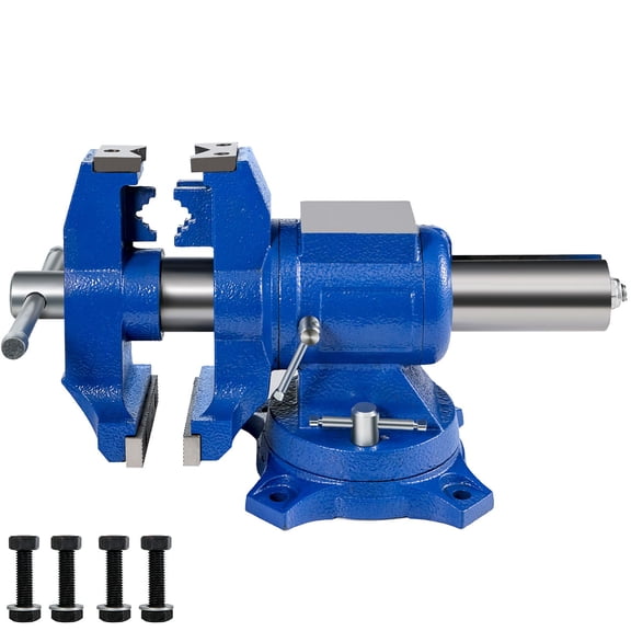 5 Inch Heavy Duty Bench Vise with Double Swivel 360 Degree Rotating Head 30Kn Clamping Force for Home and Industrial Use