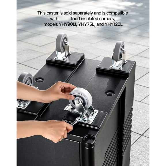 5 Inch Heavy Duty Caster Wheels Compatible with Insulated Food Pan Carrier Set of 4 2 Swivel with Brake 2 Rigid