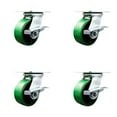 thumbnail image 1 of 5 Inch Heavy Duty Green Poly on Cast Iron Caster Set with Ball Bearing and Brake, 1 of 2