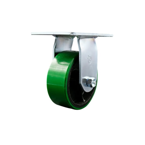 5 Inch Heavy Duty Green Poly on Cast Iron Rigid Caster with Roller Bearing SCC