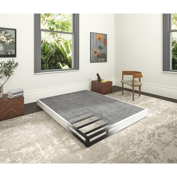 5 Inch Heavy Duty Metal Box Spring Full Size, Low Profile Full Mattress Foundation Bed Base, 3000 lbs Weight Capacity, Easy Assembly, Easy Clean Fabric Cover, Black