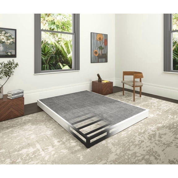 5 Inch Heavy Duty Metal Box Spring King Size, Low Profile King Mattress Foundation Bed Base, 3000 lbs Weight Capacity, Easy Assembly, Easy Clean Fabric Cover, Black