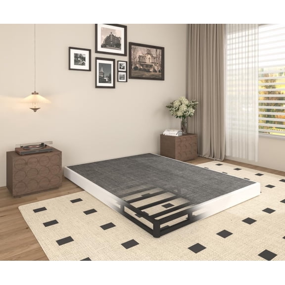 5 Inch Heavy Duty Metal King Box Spring Mattress Foundation, 3000lbs High Capacity Bed Base with Non-Slip Support, No Noise Structure, Easy Assembly, Durable Fabric Cover, Black (King)