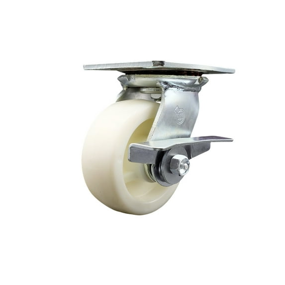 5 Inch Heavy Duty Nylon Caster with Roller Bearing and Brake Service Caster