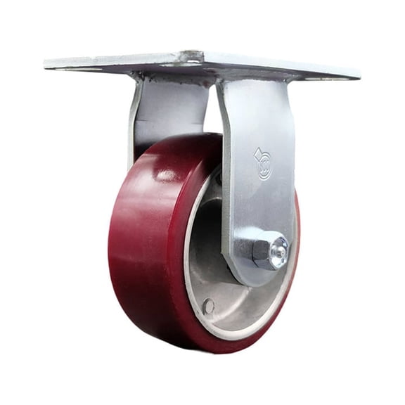 5 Inch Heavy Duty Top Plate Poly on Aluminum Rigid Caster with Roller Bearing