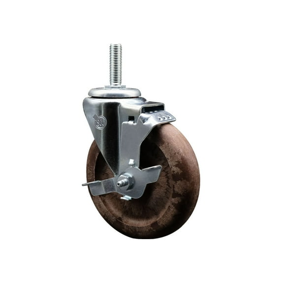 5 Inch High Temp Glass Filled Nylon 3/4 Inch Threaded Stem Caster with Brake