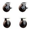 thumbnail image 1 of 5 Inch High Temp Glass Filled Nylon Caster Set w/Roller Bearing 2 Brakes 2 Rigid, 1 of 2