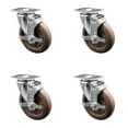 thumbnail image 1 of 5 Inch High Temp Glass Filled Nylon Wheel Swivel Top Plate Caster Set with Brake, 1 of 2