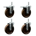 thumbnail image 1 of 5 Inch High Temp Phenolic 5/8 Inch Stem Caster Set 2 Total Lock Brakes, 1 of 2