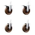 thumbnail image 1 of 5 Inch High Temp Phenolic 7/8 Inch Square Stem Caster Set 2 Total Lock Brake SCC, 1 of 2