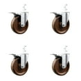 thumbnail image 1 of 5 Inch High Temp Phenolic 7/8 Inch Square Stem Caster Set Total Lock Brake SCC, 1 of 2