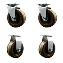 5 Inch High Temp Phenolic Caster Set with Bronze Bearings 2 Swivel 2 Rigid SCC