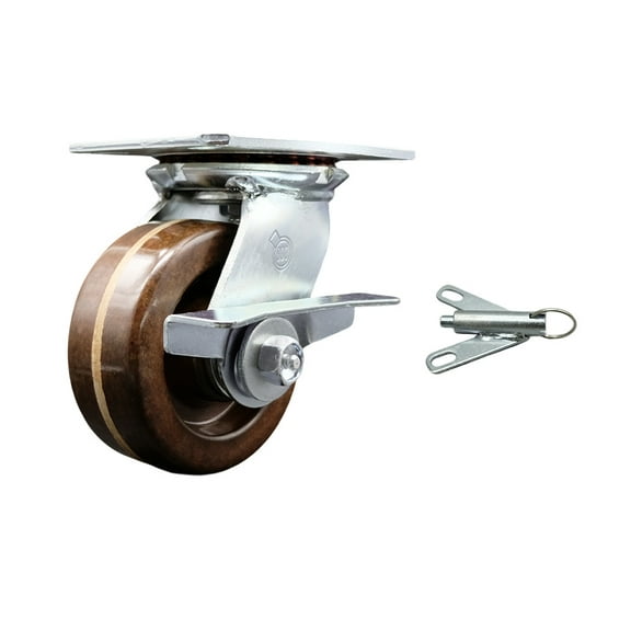 5 Inch High Temp Phenolic Caster with Roller Bearing and Brake/Swivel Lock SCC
