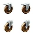 thumbnail image 1 of 5 Inch High Temp Phenolic Swivel Bolt Hole Caster Set with 2 Total Lock Brake, 1 of 2