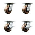thumbnail image 1 of 5 Inch High Temp Phenolic Swivel Caster Set with Roller Bearings 2 Brakes SCC, 1 of 2