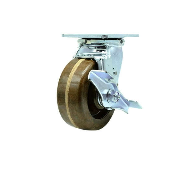 5 Inch High Temp Phenolic Swivel Caster with Roller Bearing and Brake SCC
