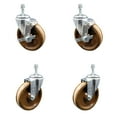 thumbnail image 1 of 5 Inch High Temp Phenolic Wheel Swivel 3/8 Inch Threaded Stem Caster Set 2 Brake, 1 of 2