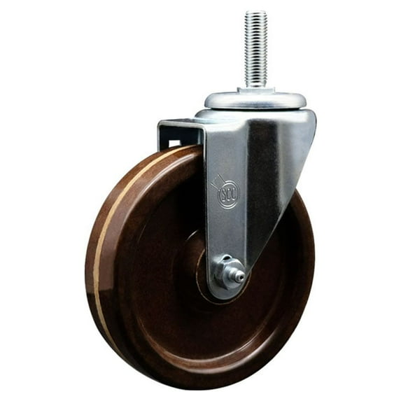 5 Inch High Temp Phenolic Wheel Swivel 5/8 Inch Threaded Stem Caster SCC