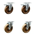 thumbnail image 1 of 5 Inch High Temp Phenolic Wheel Swivel Top Plate Caster Set 2 Total Lock Brakes, 1 of 2