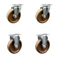 thumbnail image 1 of 5 Inch High Temp Phenolic Wheel Swivel Top Plate Caster Set with 2 Rigid SCC, 1 of 2