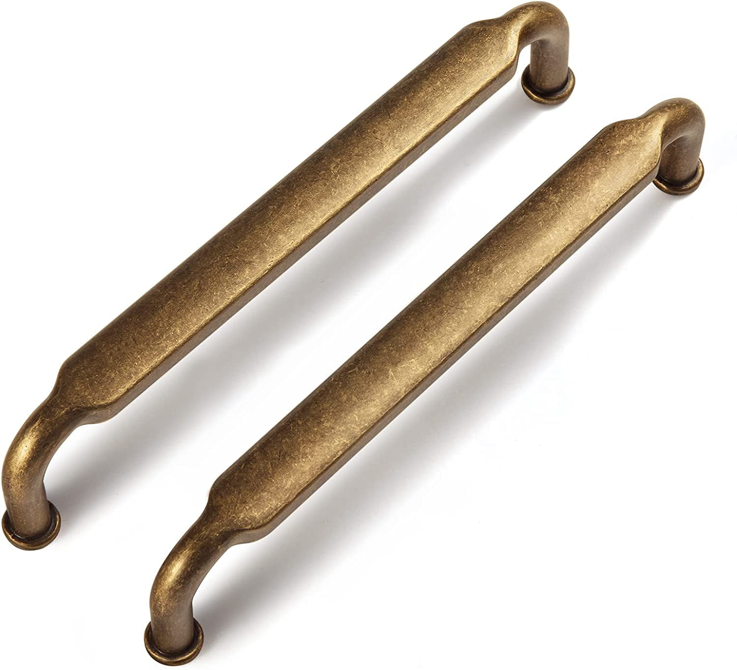 5 Inch Hole Center Antique Brass Cabinet Pulls Zinc Alloy Kitchen Drawer Pulls, 6 Pack Vintage/Retro Brass Cabinet Handles Solid Hardware for Furniture