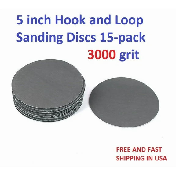 5 Inch Hook And Loop Sanding Discs 15-Pack 3000 Grit