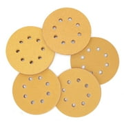 5-Inch Hook and Loop Premium Sanding Disc Assortments 100Pcs 5" 8-Hole Gold Sandpaper Discs 20 count of each 60/80/120/150/220 Grit Fits Orbital Sander
