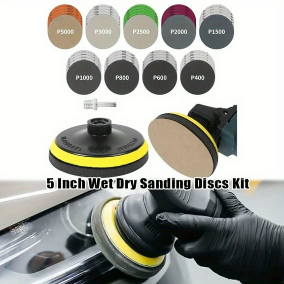 5 Inch Hook and Loop Backing Pad with 45PCS Sanding Discs, Angle Grinder Attachments with 5/8-11 Threads, Sanding Pad for Wood Buffing Polishing