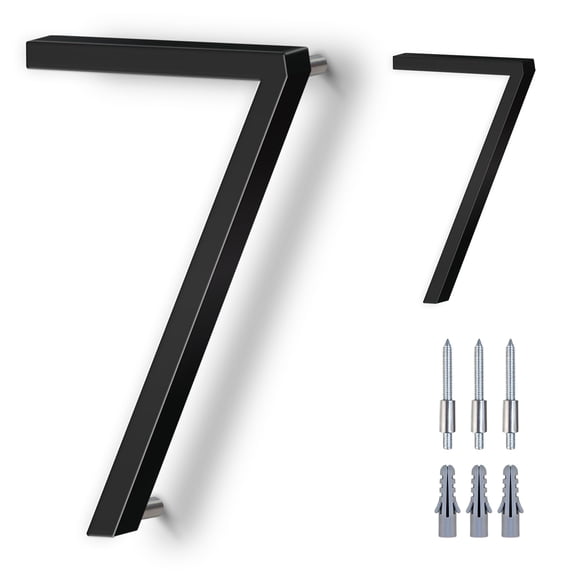 5 Inch House Numbers for Outside – Stainless Steel Floating Address Numbers, Modern Black Metal Door Numbers for Mailbox Wall Yard, Easy Install(7size)